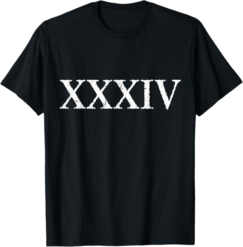 Amazon | ローマ数字34 XXXIV〜34 Tシャツ | Tシャツ・カットソー 通販